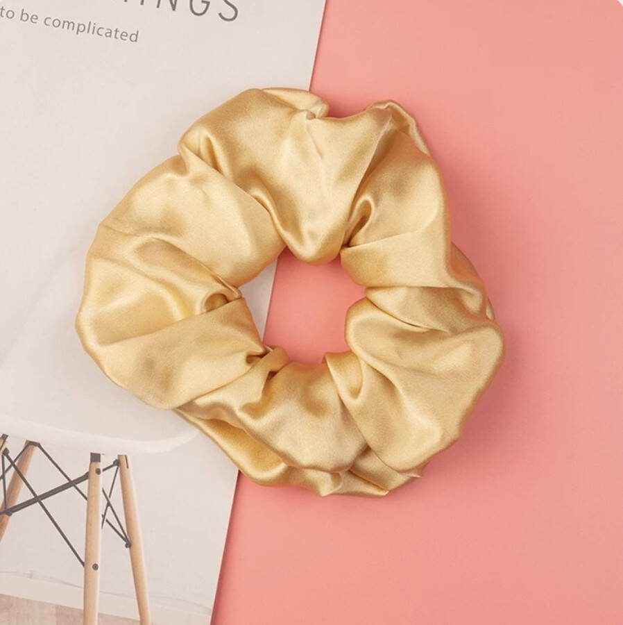 Linnen & Silk Zijden Scrunchie OEKO-TEX Standard 100 19 Momme 100% 6A Pure Silk Chique Scrunchie 6CM L Satin Champagne