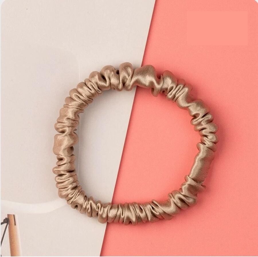 Linnen & Silk Zijden Scrunchie OEKO-TEX Standard 100 19 Momme 100% 6A Pure Silk Petit Scrunchie 1CM S Satin WarmRosé
