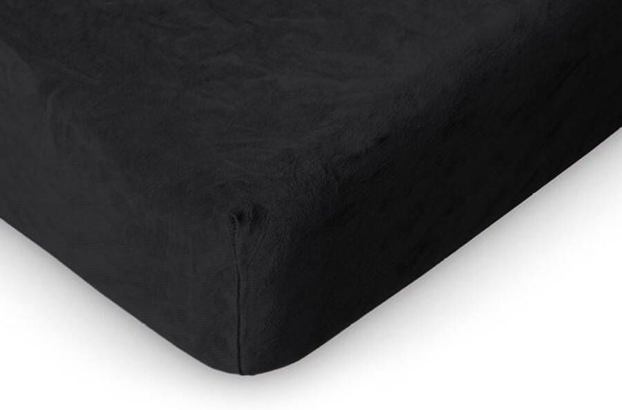 LINNICK Badstof Velours Topper Hoeslaken 160x210 220-180x200cm Lits Jumeaux Topper Hoeslakens black