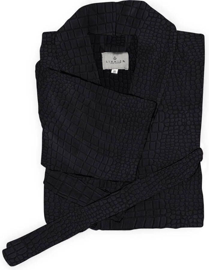 LINNICK Flanel Fleece Badjas Croco Uni black XL Badjas Dames Badjas Heren