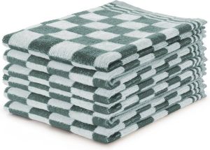 LINNICK Keukendoeken Set Blok Donker Groen – 50x50 – Set van 6 – Geblokt – Blokdoeken – 100% katoen – Keukendoek – handdoeken