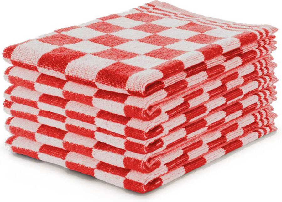 LINNICK Keukendoeken Set Blok Rood – 50x50 – Set van 6 – Geblokt – Blokdoeken – 100% katoen – Keukendoek – handdoeken