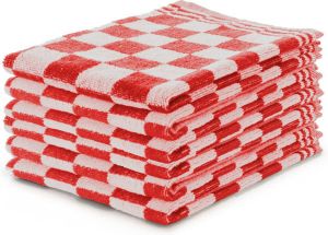 LINNICK Keukendoeken Set Blok Rood – 50x50 – Set van 6 – Geblokt – Blokdoeken – 100% katoen – Keukendoek – handdoeken