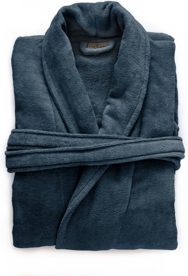 LINNICK Pure Badjas Velours 100% Katoen Ocean Blue Maat S Badjas Dames Badjas Heren