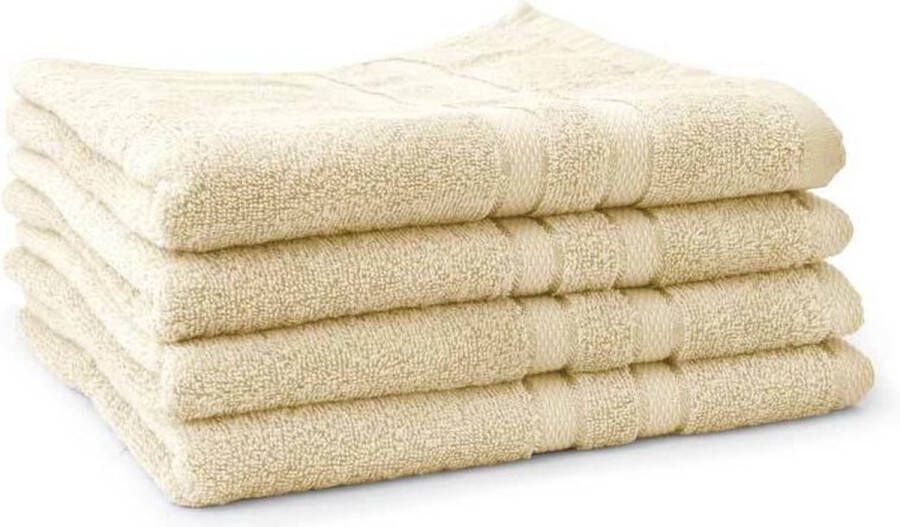 LINNICK Pure Handdoeken Set 100% Katoen Ivory 60x110cm Per 4 Stuks