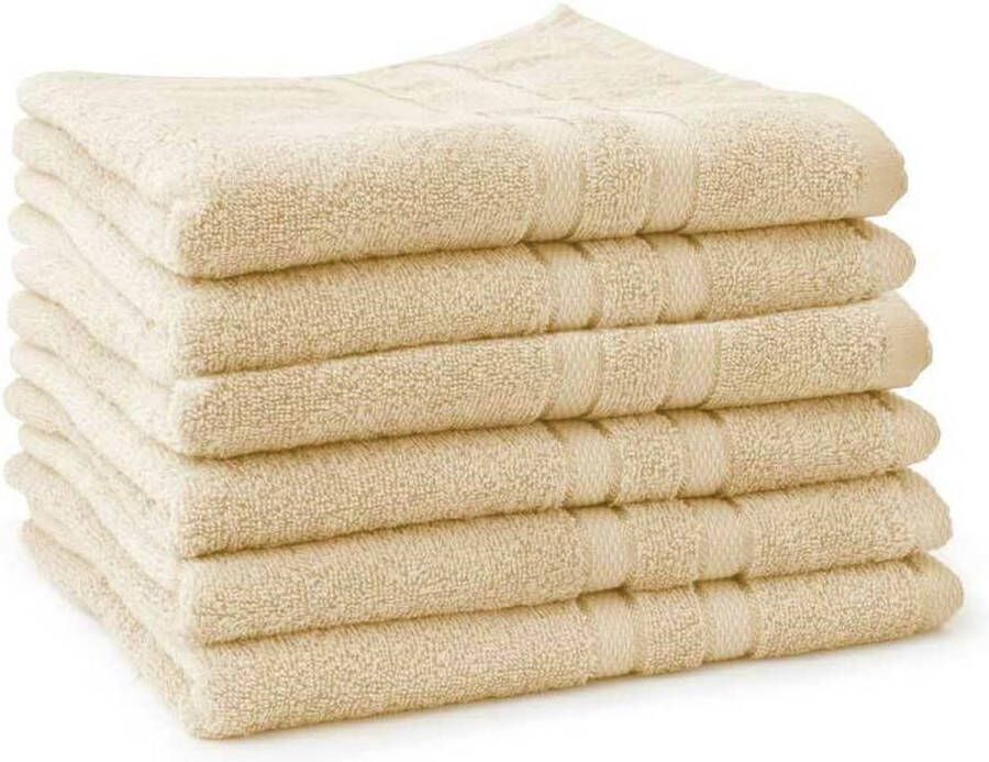 LINNICK Pure Handdoeken Set 100% Katoen Ivory 60x110cm Per 6 Stuks