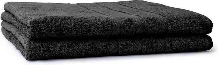 LINNICK Pure Handdoeken Set Douchelaken 100% Katoen Black 70x140cm- Per 2 Stuks