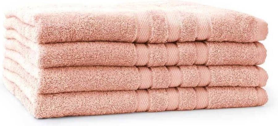 LINNICK Pure Handdoeken Set Douchelaken 100% Katoen Light Pink 70x140cm- Per 4 Stuks