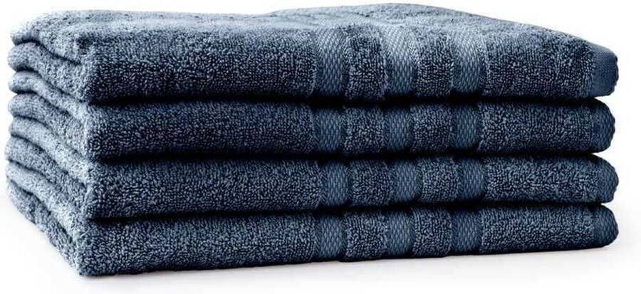 LINNICK Pure Handdoeken Set Douchelaken 100% Katoen Ocean Blue 70x140cm- Per 4 Stuks