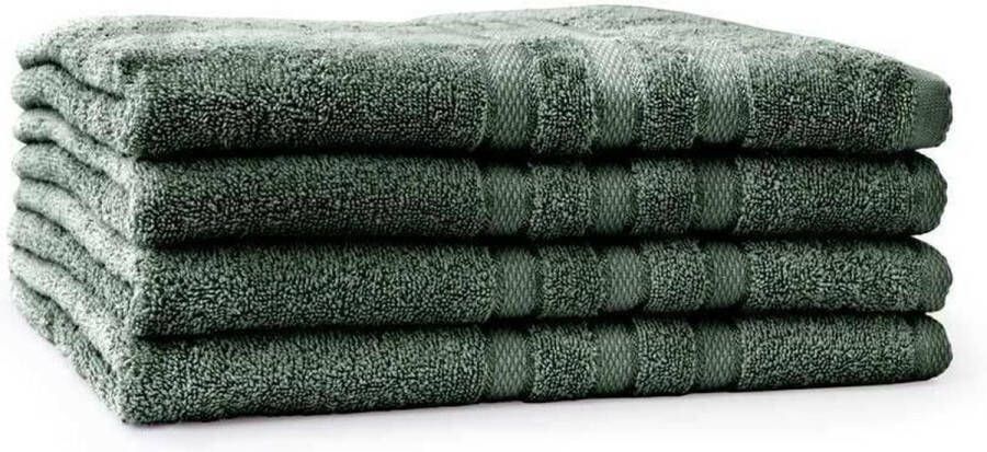 LINNICK Pure Handdoeken Set Douchelaken 100% Katoen Olive Green 70x140cm- Per 4 Stuks