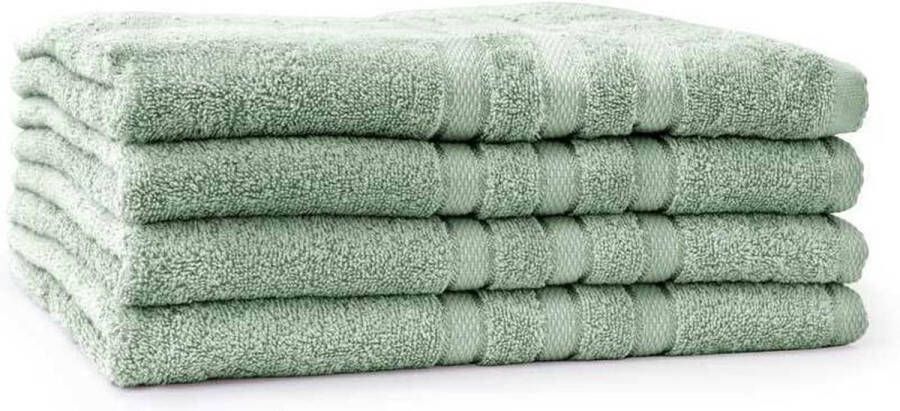 LINNICK Pure Handdoeken Set Douchelaken 100% Katoen Soft Green 70x140cm- Per 4 Stuks