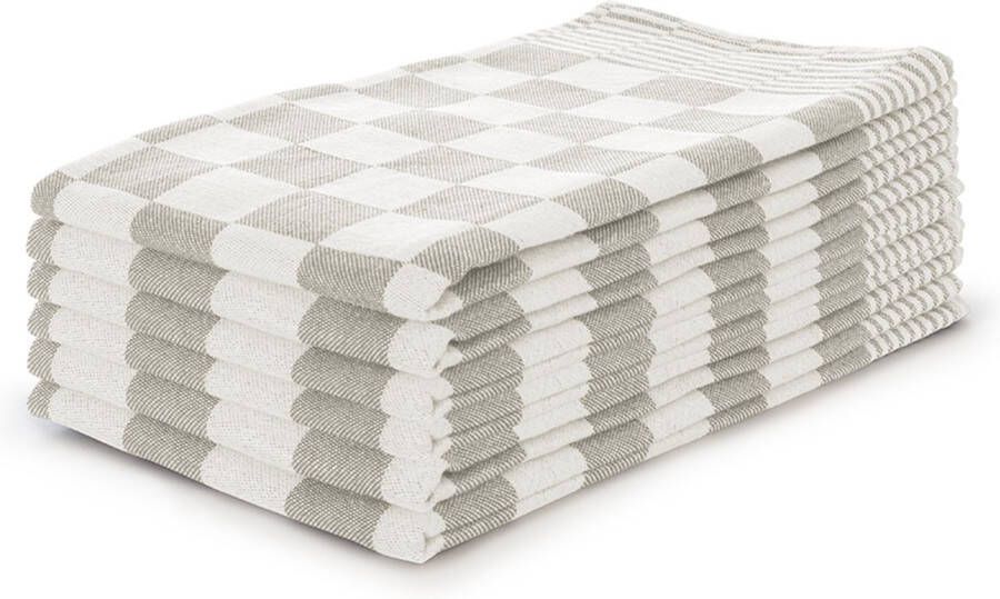 LINNICK Theedoeken set Blok Zand 65x65 Set van 6 Geblokt Blokdoeken 100% katoen Horeca Theedoeken