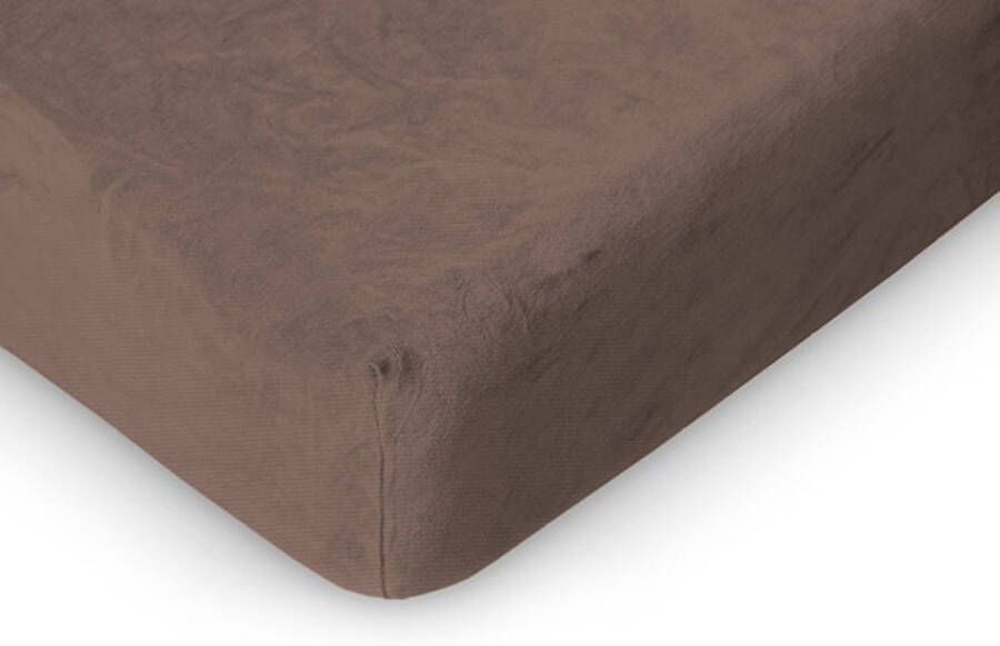 LINNICK Velours Hoeslaken 100x200cm 1 Persoons Hoeslakens Taupe