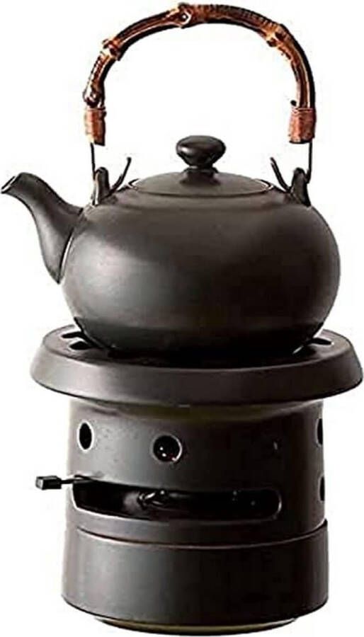 Lin's Ceramics Thee Ketelset met zwarte verwarmer Theepot Keramiek Handgemaakt Taiwan
