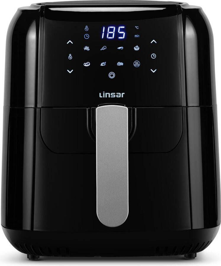 Linsar Airfryer 5L heteluchtfriteuse met 8 programma's warmhoudfunctie en touchscreen Temperatuur vrij selecteerbaar 1400 Watt