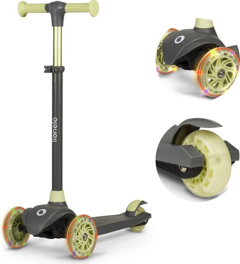 Lionelo Jessy Kinderstep step 3 wielen leeftijdsgroep 3+ max 50kg LED verlichting in de wielen hoogte verstelbaar 65-70-75-80 cm