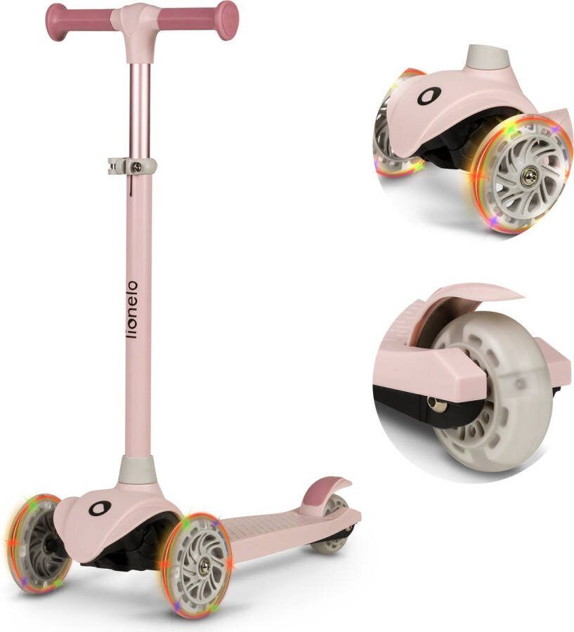 Lionelo Jessy Kinderstep step 3 wielen leeftijdsgroep 3+ max 50kg LED verlichting in de wielen hoogte verstelbaar 65-70-75-80 cm