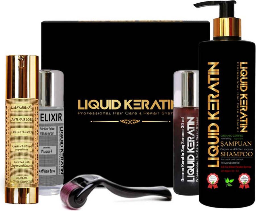 Liquid KERATIN Bio Keratin organic Haarverstevigende en Haargroei keratine verzorgingsset (5 stuks) Herbal- Bio Keratin Keratine olie haarserum -Anti-Haaruival