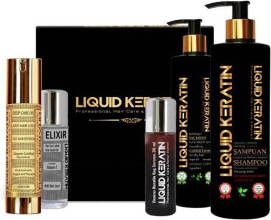 Liquid KERATIN Bio Keratine organic Snelle Haargroei Ultra Set 5 delig Herbal- Bio Keratin Keratine olie haarserum -Anti-Haaruival