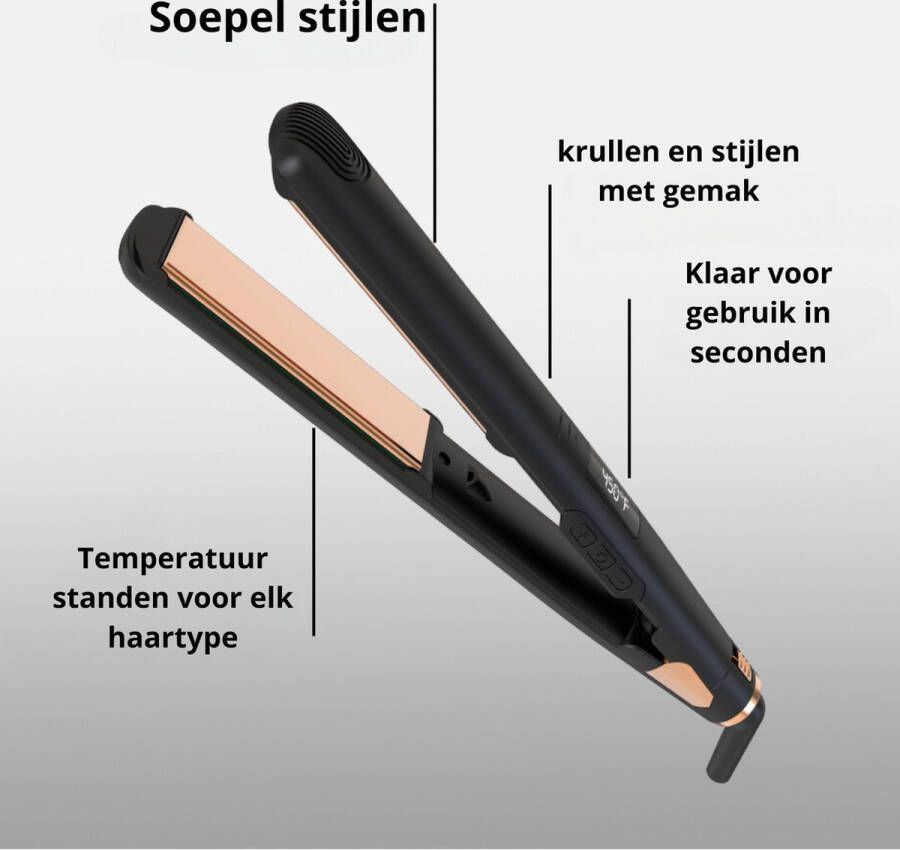 LisaPro 2in1 Stijltang Keramische 2 5 cm platen Zwart Professioneel Salon Stijltang Krultang 7 Warmtestanden