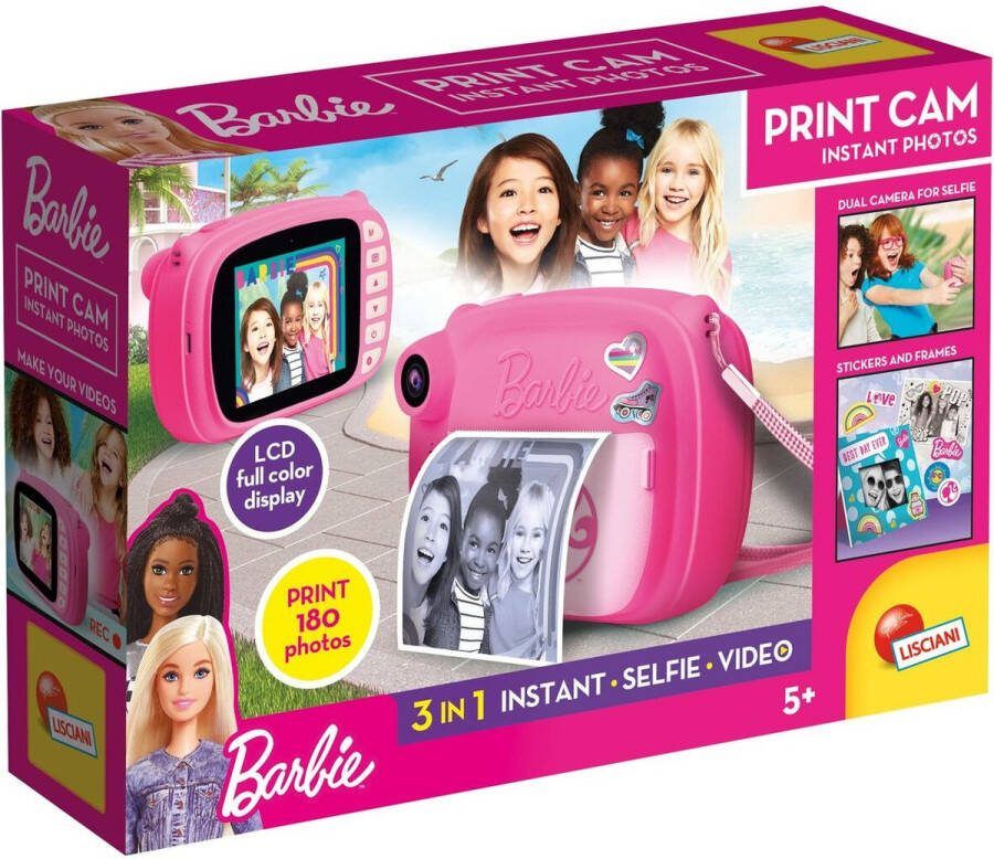 Liscianigiochi Barbie instant Print camera voor kids- Lisciani- Roze