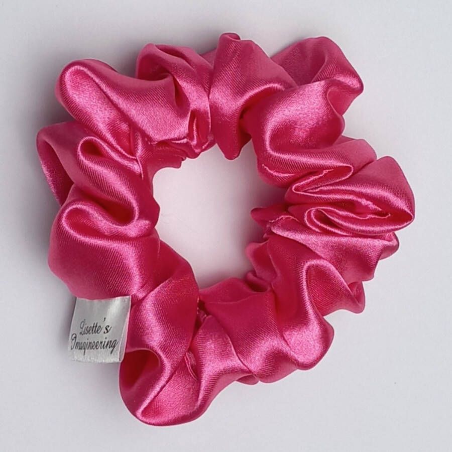 Lisette's Imagineering Handgemaakte Scrunchie roze satijnstof