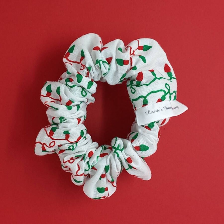 Lisette's Imagineering Scrunchie met kerstlamp print