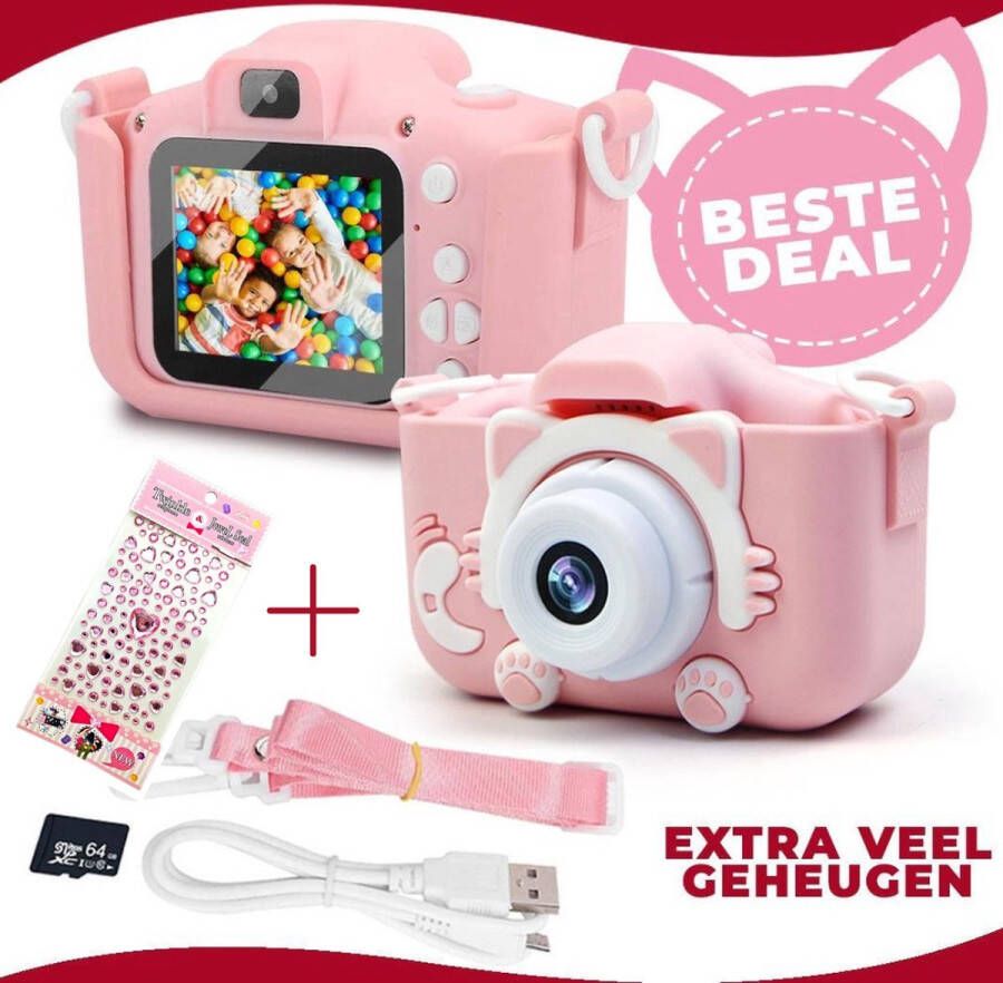 Lisiv Digitale Kindercamera HD 1080p Inclusief 64GB Micro SD Kaart Schokbestendig Kinderfototoestel