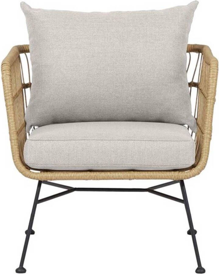 Lisomme Dax rotan tuinstoel naturel met kussens beige