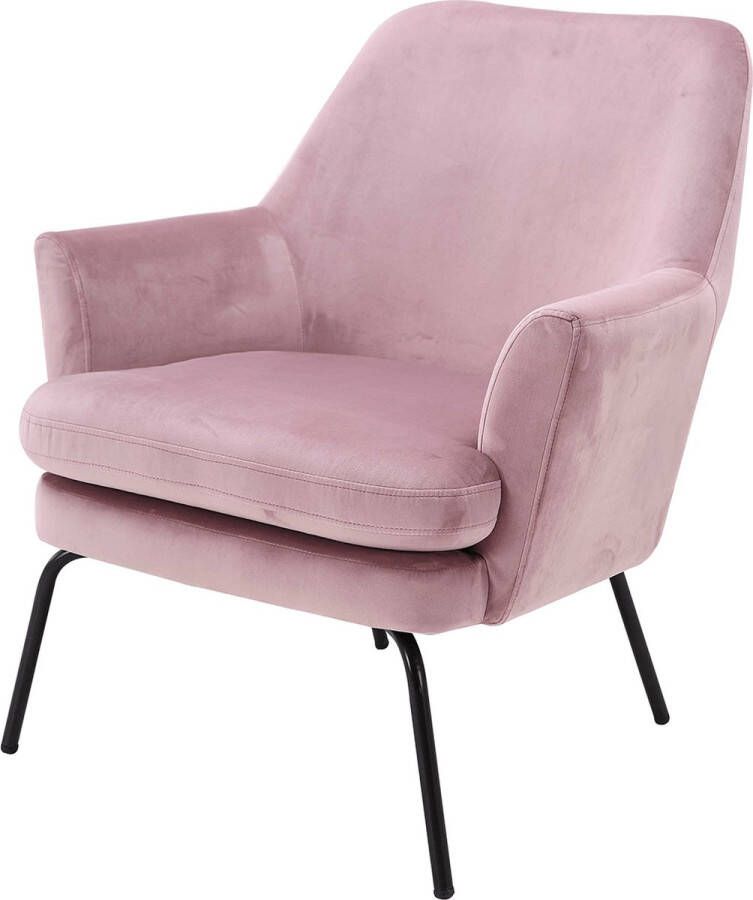 Lisomme fauteuil Jez Fluweel Roze