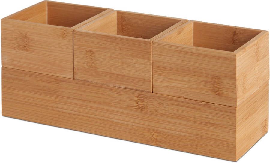 Lisomme Lars houten bakjes bamboe set van 4