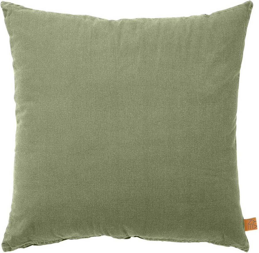 Lisomme Maud sierkussen groen 65 x 65 cm beige katoen buiten wasbaar