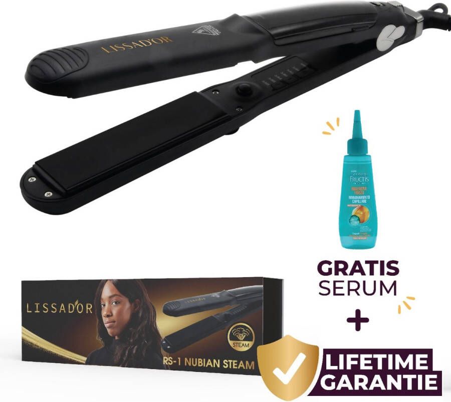 Lissad'or Stijltang Krultang Steampod Stoomstijltang 6 Accessoires Speciaal voor Kroeshaar Levenslange Garantie Gratis Serum