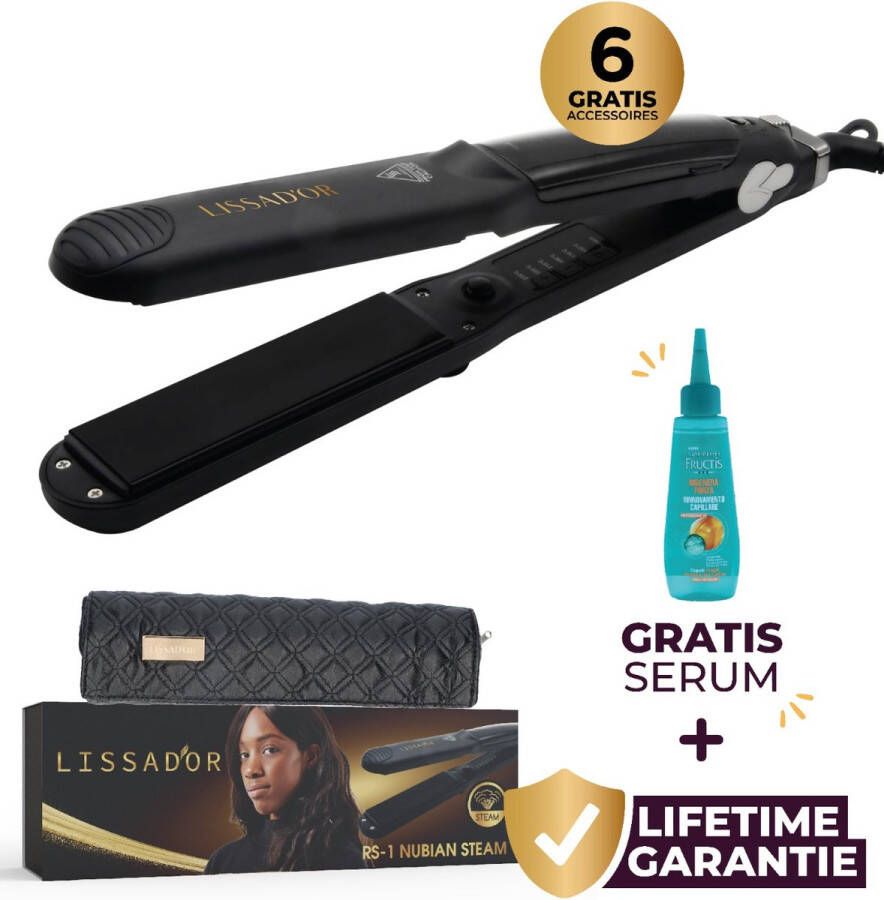 Lissad'or Stijltang Krultang Steampod Stoomstijltang 8 Accessoires Speciaal voor Kroeshaar Levenslange Garantie Gratis Serum