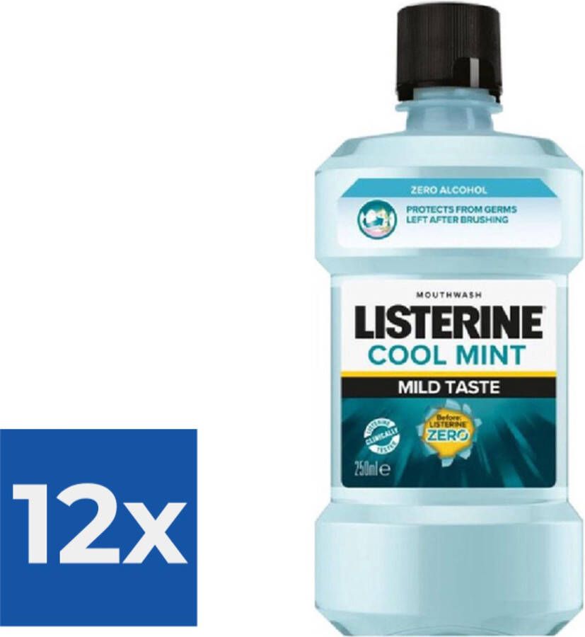 Listerine 12 x Mondwater- Alcoholvrij Cool Mint 250 ml 3574660649864 Voordeelverpakking 12 stuks