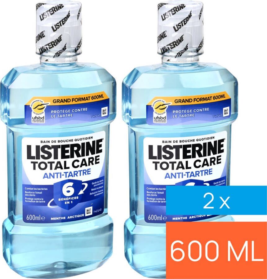 Listerine 2 flessen Mondwater Anti-Tartar 6-in-1 600ml