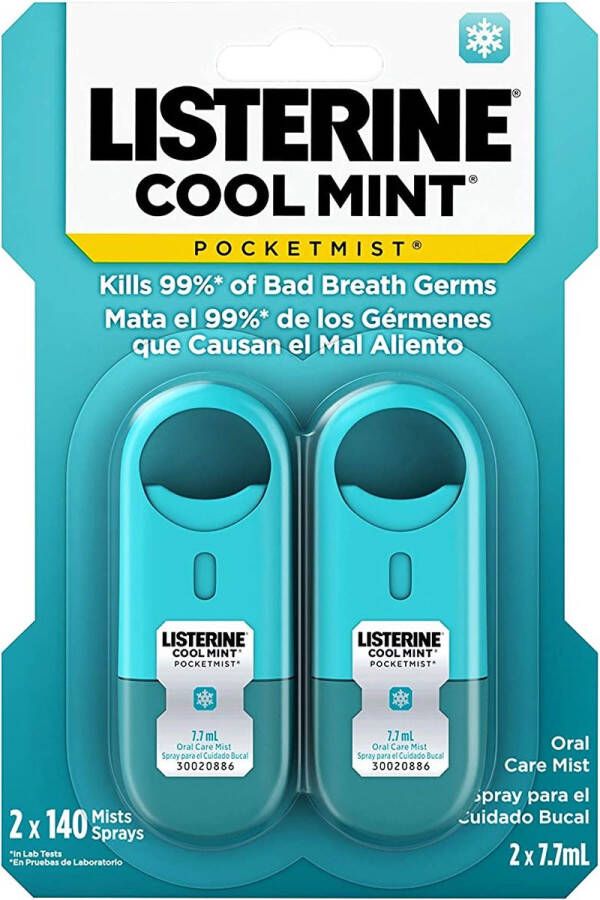 Listerine 2 x CoolMint Pocket Mist Mondspray Spray Tegen Slechte Adem Geen Mondwater Nodig Total Care