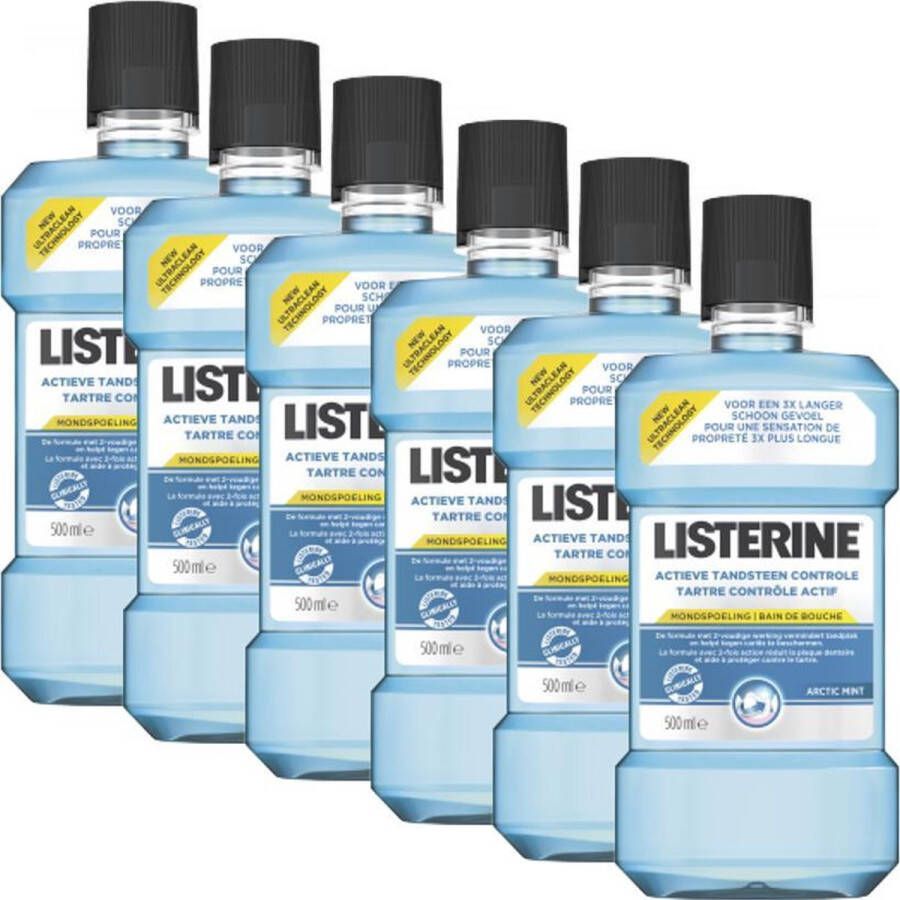 Listerine Actieve Tandsteen Controle Arctic Mint Mondwater 500 ml 6 stuks