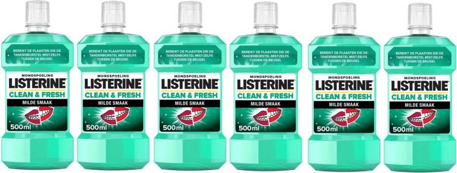 Listerine Clean & Fresh Mondwater 6x500ml Voordeelverpakking