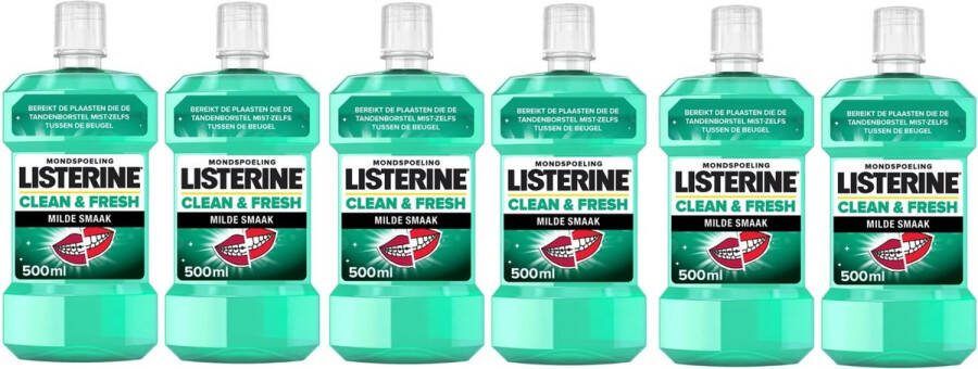Listerine Clean & Fresh Mondwater 6x500ml Voordeelverpakking