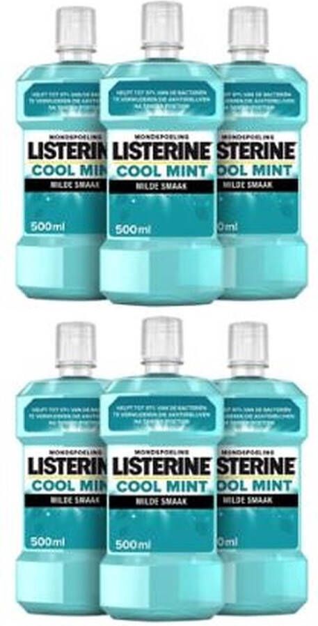 Listerine Cool Mint Milde Smaak Mondspoeling 6x500ml Voordeelverpakking