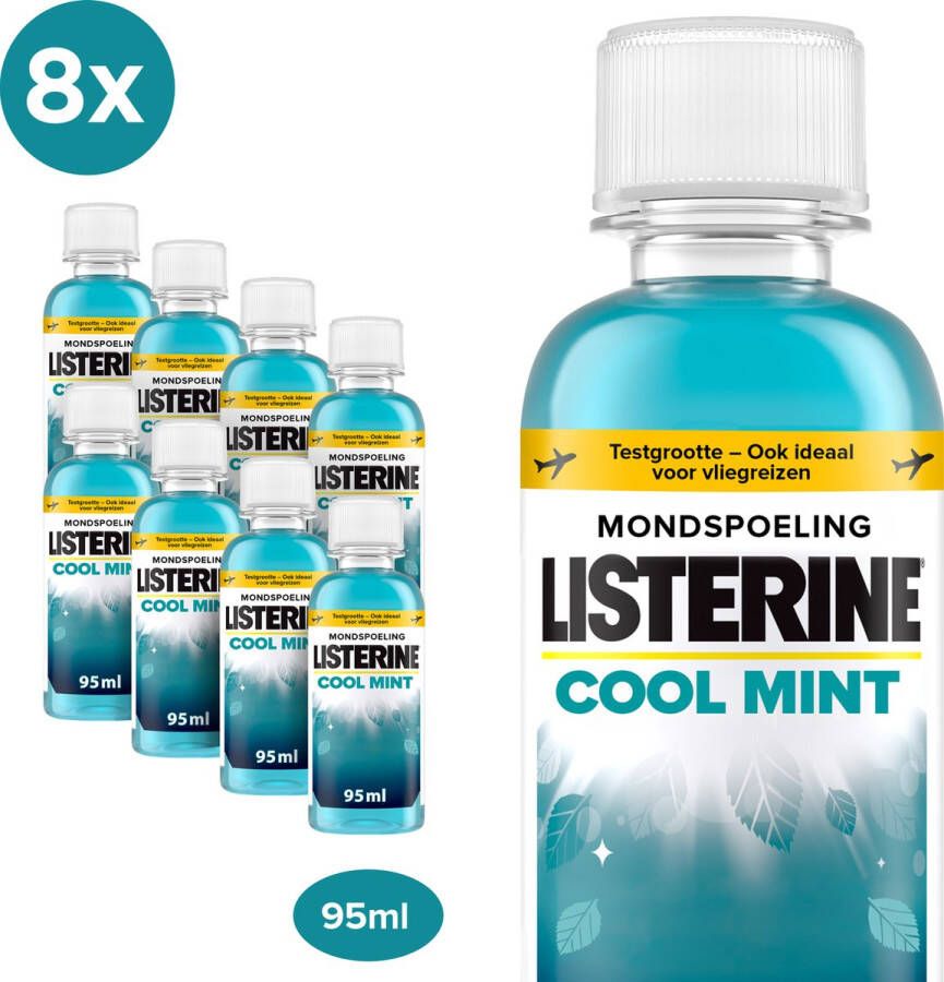 Listerine Cool Mint mondwater mondspoeling met intens frisse muntsmaak bestrijdt schadelijke bacteriën voor gezond tandvlees 8 x 95 ml