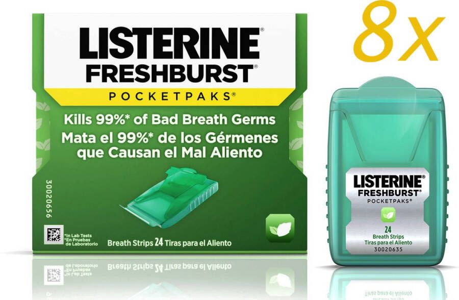 Listerine Freshburst Pocket Paks Strips Tegen Slechte Adem Geen Mondwater Nodig Total Care- 8 Stuks