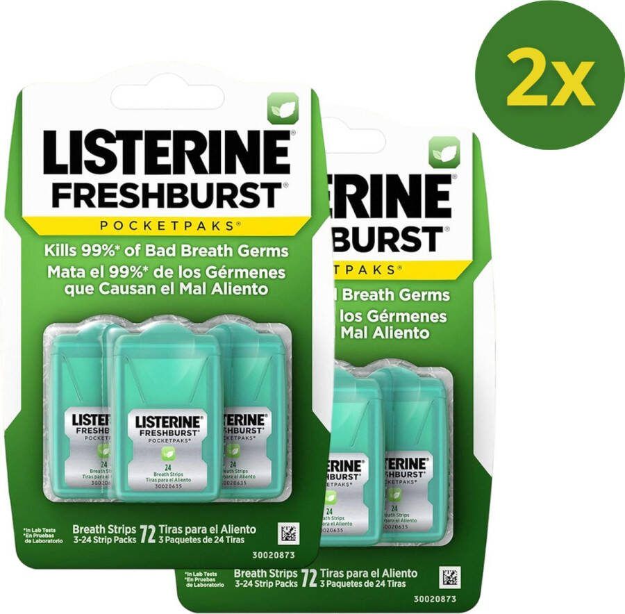 Listerine Freshburst Pocket Paks Strips Tegen Slechte Adem Geen Mondwater Nodig Total Care- 6 Stuks