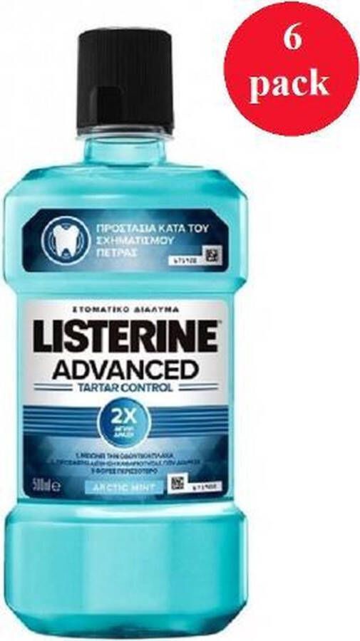 Listerine Mondspoeling 6 x 500ml Mouthwash Advanced Tartar Control Anti Tandsteen Voordeelpakket