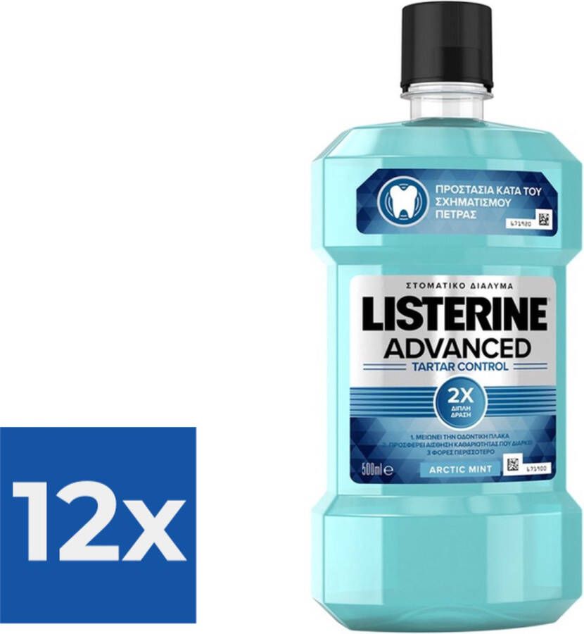 Listerine Mondspoeling Mouthwash Advanced Tartar Control Anti Tandsteen 500 ml Voordeelverpakking 12 stuks