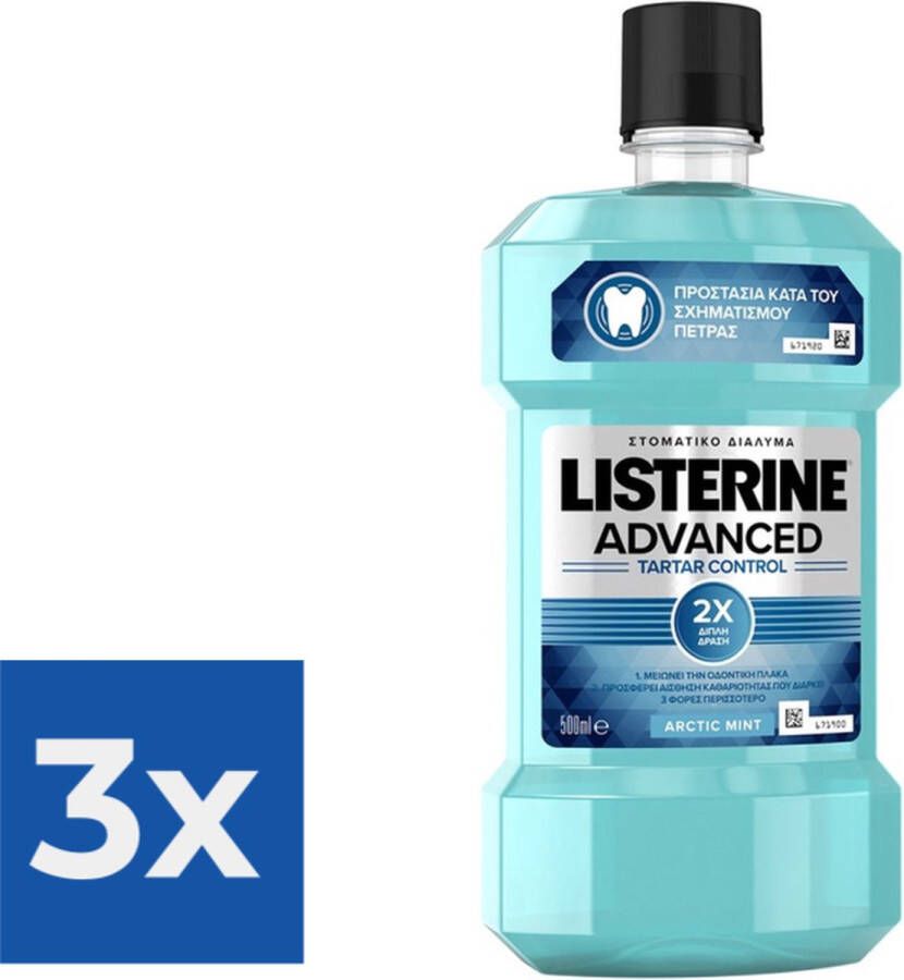 Listerine Mondspoeling Mouthwash Advanced Tartar Control Anti Tandsteen 500 ml Voordeelverpakking 3 stuks