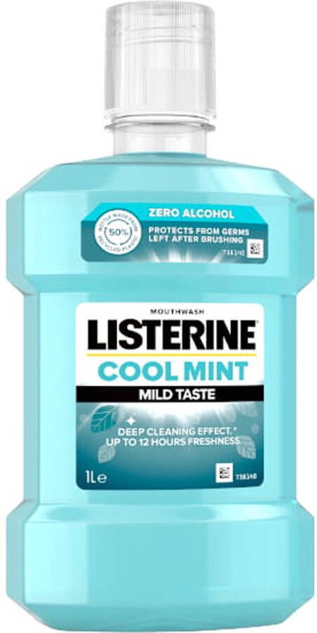 Listerine Mondwater Cool Mint Milde Smaak Mondspoeling ZERO Alcohol 1L