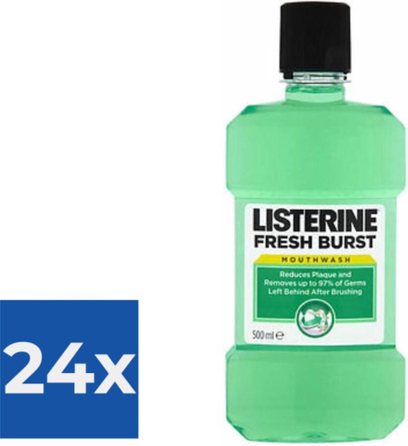 Listerine Mondwater Fresh Burst Sterk Gebit 500 ml Voordeelverpakking 24 stuks