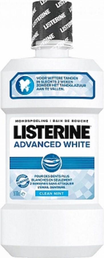Listerine Mondwater Mondspoeling Advanced White Witte Tanden in Slechts 2 Weken Clean Mint Smaak 2 x 500 ml